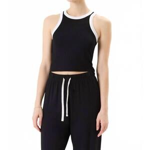 NEW SPLITS59 kiki rib crop tank in black/white